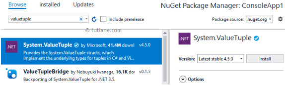 Add ValueTuple Package Reference in Visual Basic