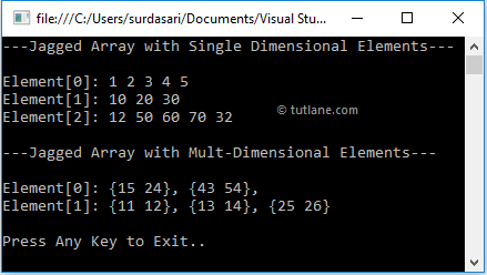 Visual Basic Jagged Array Example Result