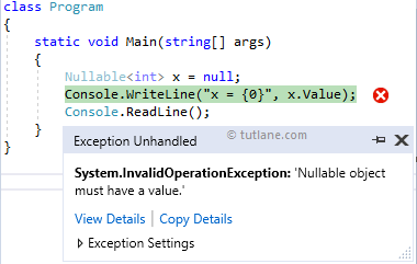 C# Nullable Type Invalid Operations Exception Example Result
