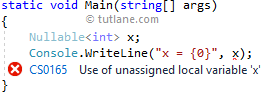 C# Nullable Type UnAssigned Variable Exception Example Result
