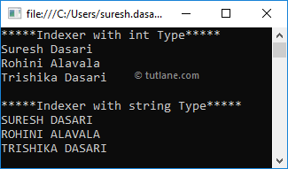 C# Indexer Example Result