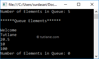 Visual Basic Queue Dequeue() Method to Access Elements Example Result