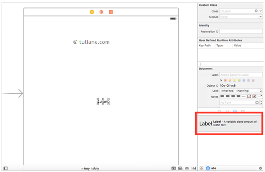 Drag label control from object library in ios xcode