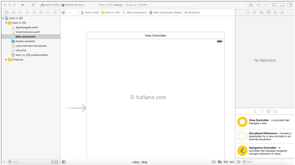 ios ui alert example storyboard file in xcode