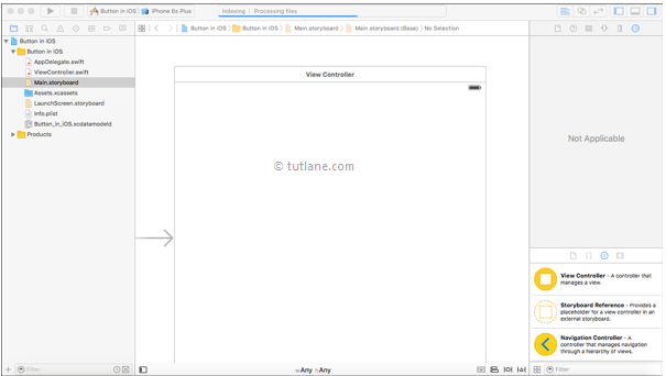 iOS Buttons Application Storyboard default structure