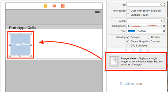 ios tableview custom cell with image view and label controls