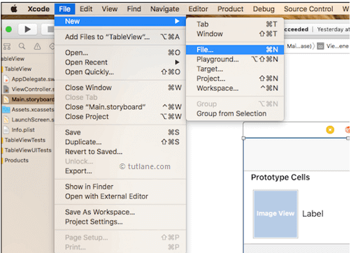 ios tableview custom cell add new file in application