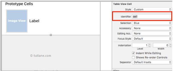 ios tableview with custom cell images change identifier name in xcode