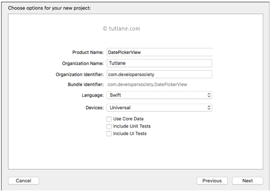 Create ios ui datepicker project in xcode