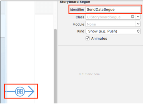 ios change segue connection name in pass data between view controller app in xcode