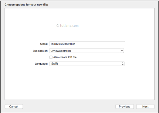 Give name to new class file in ios pass data between view controllers in xcode