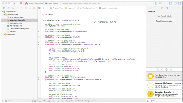 ios progress bar viewcontroller file in xcode