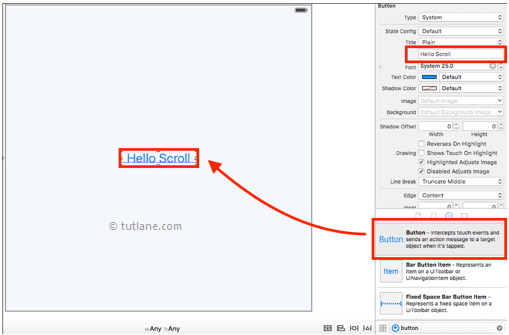 ios ui scroll view app add button control in xcode