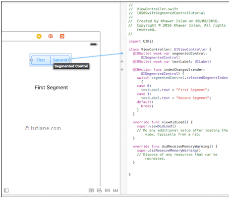 ios segmented control map ui controls to code in xcode