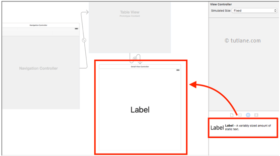 ios splitview add label controller to view controller in xcode