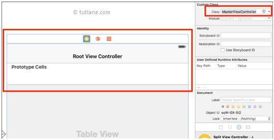 Map controller to new class in ios splitview application