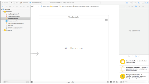 ios ui spliview controller application storyboard file in xcode