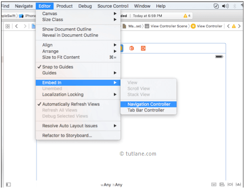 ios sqlite database embed navigation controller in view controller