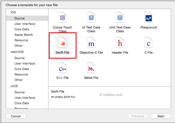 Add swift file in ios sqlite database application