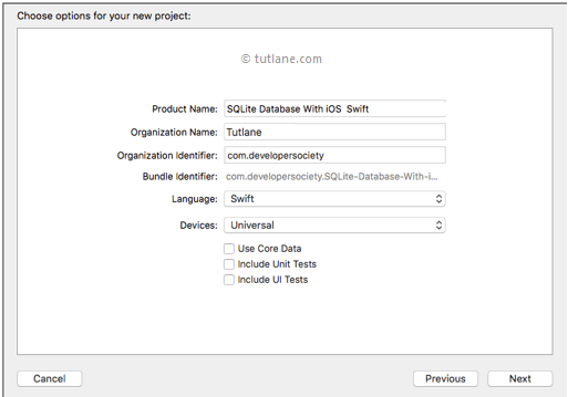 Create ios sqlite database app in swift using xcode