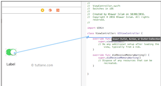 Map ios ui switch controls to code in xcode