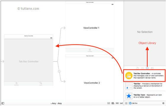 ios tab bar application add controls to storyboard in xcode