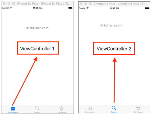 ios tab bar application example result or output