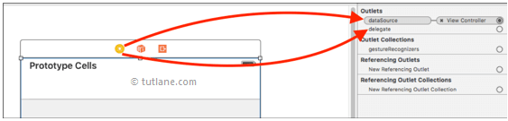 ios map tableview to datasource and delegate in xcode