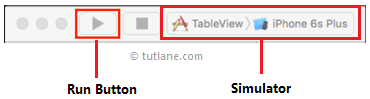 Run ios tableview example in xcode using swimulator