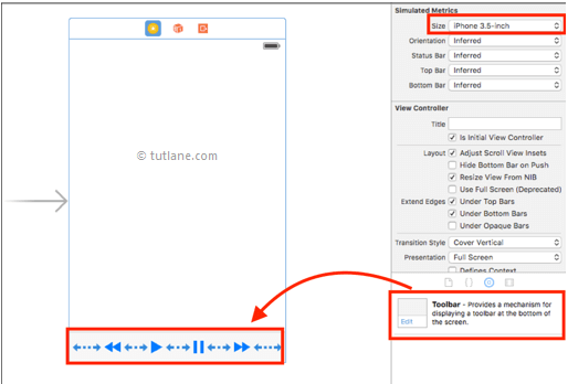 ios toolbar add controls to swift app in xcode