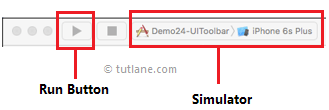 Run ios toolbar app using simulator in xcode