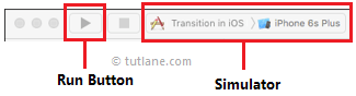 Run ios transitions application using simulator in xcode