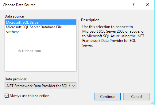 Choose SQL Server Data Source in LINQ to Entities Application