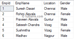 EmployeeDetails Table in Database with Data