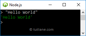 Node.js Hello World Console Application Example Result