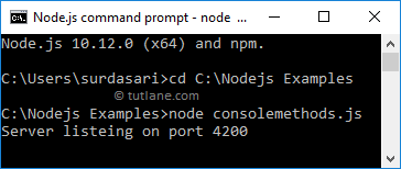 Node.js execute console methods js in command prompt