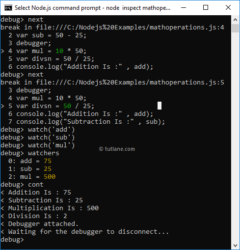 Node.js debugger after completion of application execution