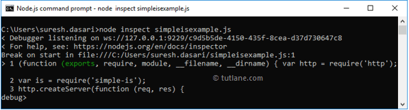 Node.js enable debugging with debugger statement