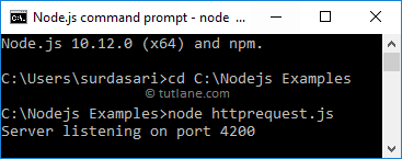Initiate Http Module Query String Example in Node.js Command Prompt