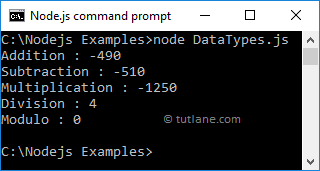 Node.js Number Data Type Example Result