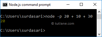 Node.js Print Expression Command Line Option Example Result