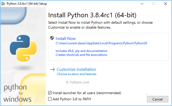 Click on Install Now option to install latest python version