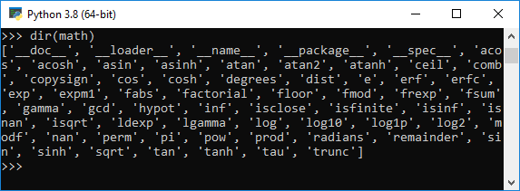 Python dir() function to get help on modules
