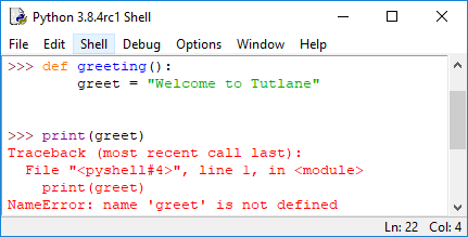 Python local variables scope example result