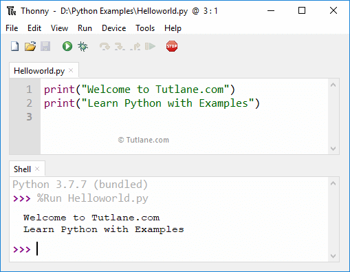 Thonny editor execute python code