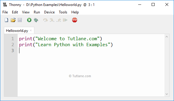 Thonny editor write python code