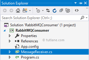 C# Console Application Add New Class File to Read Messages from RabbitMQ