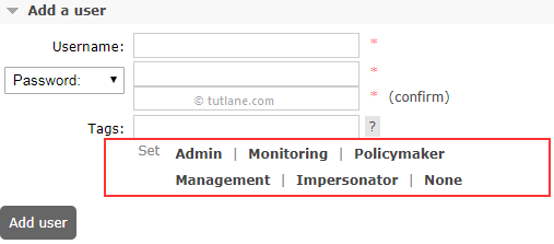 Adding New User in RabbitMQ Web Management Plugin