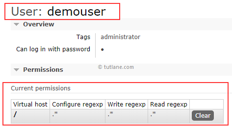 RabbitMQ User with Permissions
