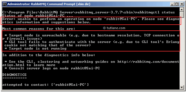 RabbitMQ Server Starting Error